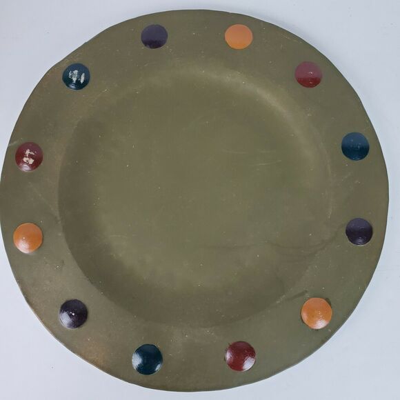 Vintage Sylvestri Philippines Handcrafted 15 Inch Metal ART Platter Hand Painted - Picture 1 of 4
